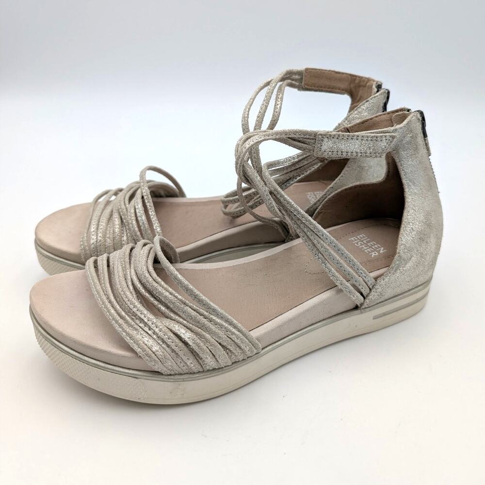 Eileen Fisher Shea Strappy Sneaker Sandals Women's Platinum Size US8 EU38.5